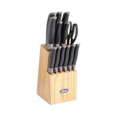 OSTER - Set Cuchillos Lindbergh 14 Pcs con Taco de Madera Café