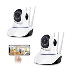 GENERICO - Pack X2 Camaras Interior Ip Wifi Hd Vision Nocturna 360°