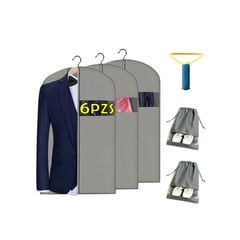 GENERAC - Set Kit 3 Porta-traje Funda+2 Porta-zapatos+1 Quita Pelusas