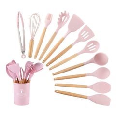 GENERAC - Set 12 Utensilios Cocina Mango Silicona Y Madera Repostería