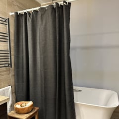 CASA CECILIA - Cortina de Baño Rústica Gris Oscuro 180x190