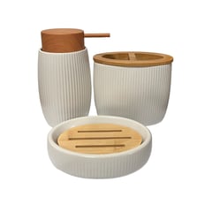 OEM - Set Juego De Baño 3 Pieza Ceramica Jabon Dispensador Cepillo