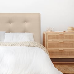 ESPACIO HOGAR - Respaldo de Cama Botoné Premium Lino Beige Queen