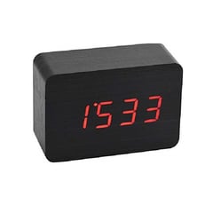 GENERICO - Reloj Despertador Digital De Madera Luz Lcd Pilas Y Usb 15cm