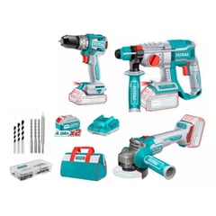 TOTAL TOOLS - Kit Taladro De Impacto + Esmeril + Rotomartillo Total