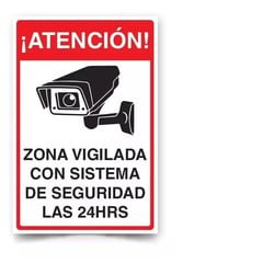 GENERICO - Señal Atención Zona Vigilada Con Cámaras 30x20cm Metálica