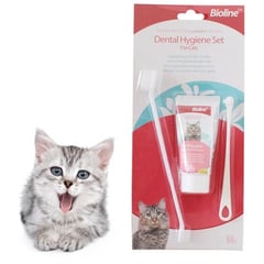 BIOLINE - Kit De Higiene Dental Para Gatos Cepillo De Dientes Y Pasta