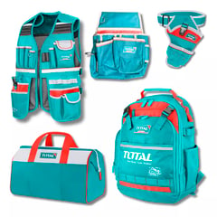 TOTAL TOOLS - Kit Mochila+ Chaleco+ Bolso+ Coleto+ Porta Taladro Total