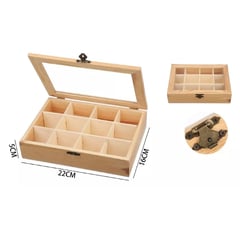 UNIVERSAL - Caja De Madera De 12 Divisiones Para Te Con Tapa De Vidrio