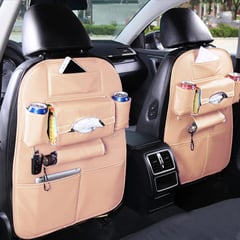 COREJOY - Paquete de 2 Organizador Auto Asiento De Cuero (Beige)