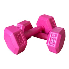 GYMHOME - Mancuerna Hexagonal Recubierta de Goma Rosa 5 kg - par