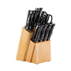 ELEONOR - Set De Cuchillos 19 Piezas Con Base Madera Profesional - Cafe