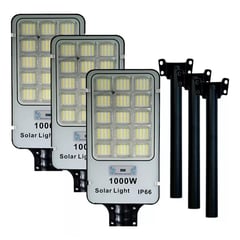 GENERICO - Pack X3 Focos Solares 1000w Potentes Foco Exterior Led Poste