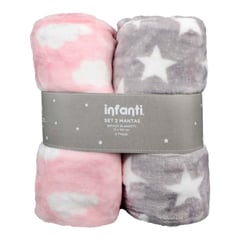 INFANTI - Pack 2 Mantas Polar 75x100cm Rosado