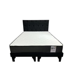 GENERICO - Cama 2 Plazas Europea Capitoneado Negro