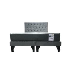 GENERICO - Cama 2 Plazas Europea Capitoneado Gris