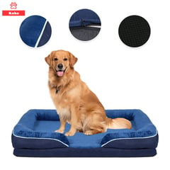 KOBA - Cama Antiestres Perro Colchon Ortopedica 90x63cm Grande Azul