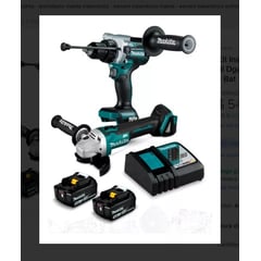 MAKITA - Kit Inalámbrico Esmeril Dga458+ Percutor Dhp486 + Bat