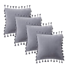 GENERICO - Fundas Para Cojín 45x45 Decorativas Con Borla Gris Pack 4U