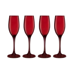 ALLEGRA - Set 4 Copas Flute Champagne Rojas 180 Ml Navideñas