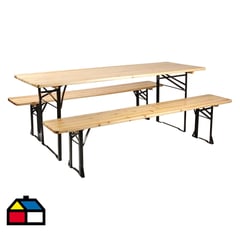 KLIMBER - Mesa Plegable con bancos 199 cm