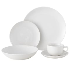 JUST HOME COLLECTION - Juego de Loza 30 Piezas Porcelana Redondo Blanco