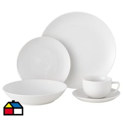 JUST HOME COLLECTION - Juego de Loza 30 Piezas Porcelana Redondo Blanco