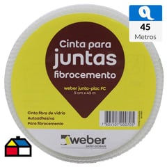 WEBER - Cinta fibra vidrio autoadhesiva junturas de tabiquería de fibrocemento