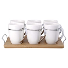 JUST HOME COLLECTION - Set de tazas para café 6 unidades Blanco