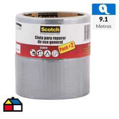 3M - Pack 2 Cintas de Tela Duct Tape de Reparación Gris 48mm x 9.14 mts