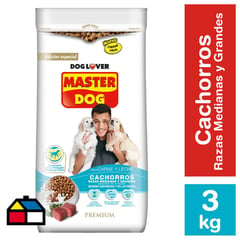 MASTER DOG - Alimento para perro cachorro mediano/grande 3kg carne/leche