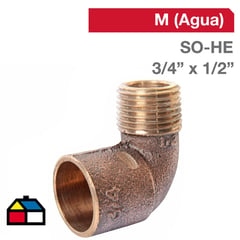 NIBSA - Codo Bronce SO/HE 3/4" x 1/2" 1u