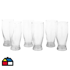 ALLEGRA - Set de garzas para cerveza vidrio 360 cc 6 unidades