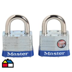 MASTER LOCK - Set de candados 50 mm acero laminado con llaves 2 unidades