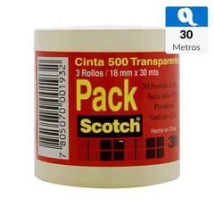 SCOTCH - Pack 3 Cintas 500 Transparente 18mm x 30mts