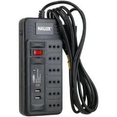 HALUX - Alargador Interruptor On Off 2 USB 6 Toma(s) 3 m Negro