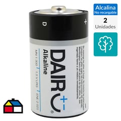 DAIRU - Pack de 2 pilas alcalinas D 1.5V