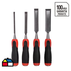 REDLINE - Set de formones para madera 8" acero 4 unidades