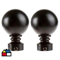 JUST HOME COLLECTION - Set de terminales para barra de cortina 19 mm 2 unidades negro