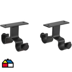 JUST HOME COLLECTION - Set de soportes para barra de cortina 19 mm 2 unidades negro