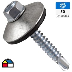 FIXSER - Tornillo autoperforante con golillas 11/2" 12 mm 50 unidades