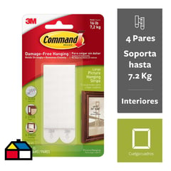 COMMAND - Tiras para Colgar Cuadros Grandes Blancas 4 pares