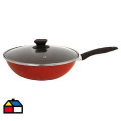 MAGEFESA - Wok coral 30 cm con tapa roja