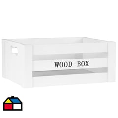 HOMY - Caja decorativa Wood 33,5x14 cm blancas