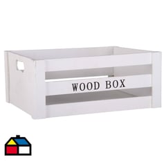 HOMY - Caja decorativa Wood 37,5x15,3 cm blancas