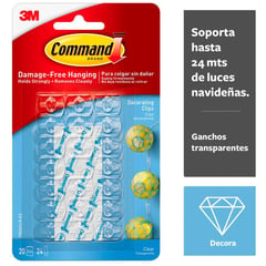 COMMAND - Mini Ganchos Decorativos Transparentes 20 unidades