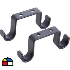 FERRATO - Set de soportes para barra de cortina 16 mm 2 unidades negro