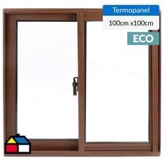 WINTEC - Ventana termopanel aluminio 100x100 cm madera corredera