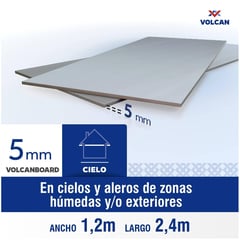 VOLCANBOARD - 5 mm 120 x240 cm Placa lisa de