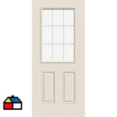 HOLZTEK - Puerta Medio Cuerpo Acero 75x200x4,5 Vidrio Termopanel Blanco